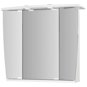 Armoire de toilette à miroir LED Jokey Numa III blanche avec 3 portes miroir et spots LED, 60x68x22 cm.