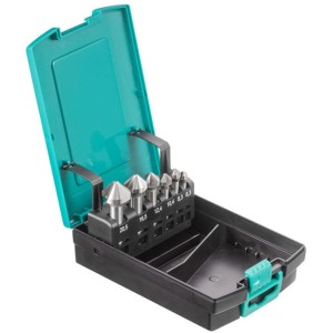 Set di svasatori HSS Technocraft, 6 pezzi, 90° in scatola di plastica.