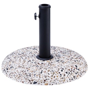 Base de parasol Beliani Cevo aspect pierre avec support noir.