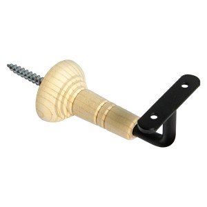 Support de main courante noir avec rosette en épicéa et vis, lot de 2 pièces pour mains courantes en bois.