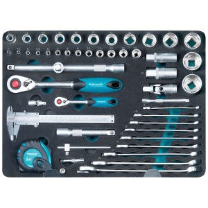 Technokraft Alu-Werkzeugkoffer Pro Case 5, set da 140 pezzi con bussole, chiavi e strumenti di misura.
