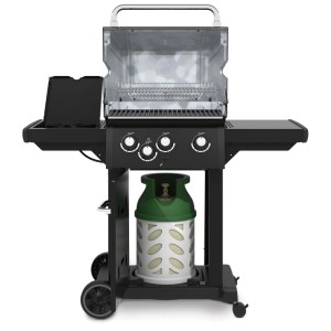 Broil King Royal 340 Shadow barbecue a gas con fornello laterale e bombola.