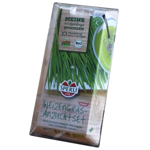 Kit di germinazione biologica di grano Sperli per la coltivazione di erba di grano.