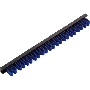 Barra di serraggio utensili LUX per pannello forato: Porta attrezzi con anelli blu su barra nera.