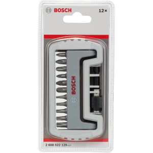 Set di inserti per avvitatori Bosch, 11 pezzi, Pro Extra Hard, con profili PH, PZ, T e portainserti a cambio rapido.