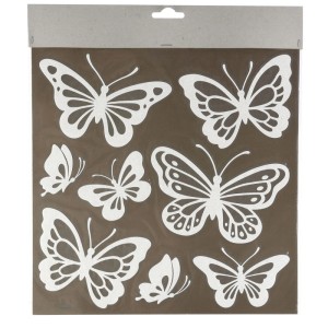 Adesivi a forma di farfalla bianchi glitterati per Pasqua, 24,8 x 24,5 cm.