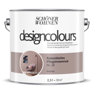Schöner Wohnen pittura murale Romantisches Pfingstrosenrosé, pittura per interni rosa opaco in un secchio di vernice.