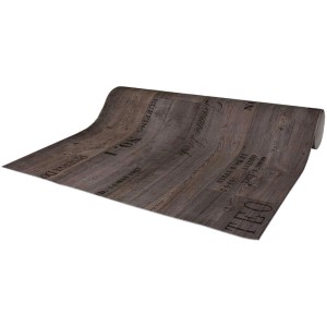 Revêtement de sol CV Vino Memphis aspect parquet à lames, gris, largeur 4 m. Vue du tapis en rouleau.