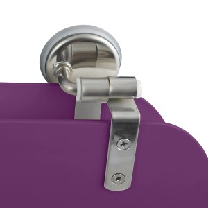 Gros plan : Abattant WC MSV Cleo, MDF, violet, avec charnières en acier inoxydable.