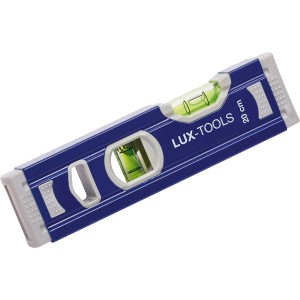 LUX Alu-Wasserwaage Classic, 20 cm, blau, mit Libellen zur präzisen Ausrichtung.