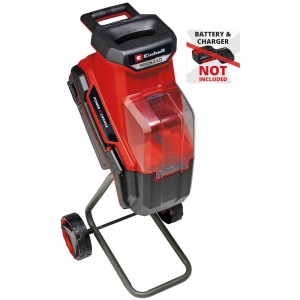 Einhell Power-X-Change Biotrituratore a batteria Redaxxo 36/25 senza batteria, rosso/nero, su ruote.