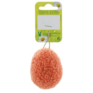 Uovo di Pasqua in peluche arancione (7 cm) da appendere come decorazione.