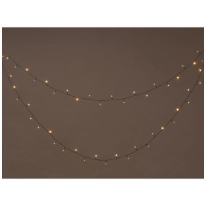 Guirlande lumineuse LED OBI 720 lumières blanc chaud, câble vert pour décoration de Noël extérieure.