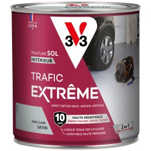 V33 Pittura per pavimenti Grigio Chiaro, finitura satinata, latta da 0,5 l. Pittura per interni.