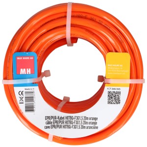 Cavo arancione EPR/PUR H07BQ-F 3x1,5 mm², lunghezza 20 m, arrotolato.