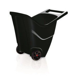 Carriola nera Load & Go con capacità di 85 l per giardinaggio e trasporto.