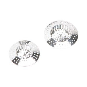 Lot de 2 filtres à cheveux chromés (70/60 mm) pour éviers, lavabos, douches et baignoires.