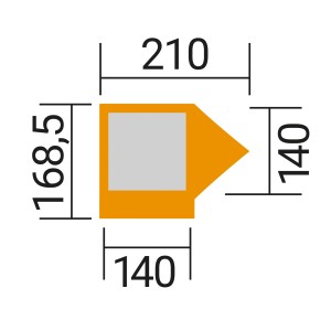 Dimensioni della sabbiera marrone Weka Tabaluga Arktos: 168,5 x 210 x 131 cm.