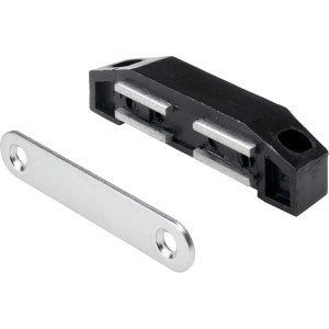 Hettich loqueteau magnétique XXL noir, force 8 kg, avec contre-plaque galvanisée pour meubles.