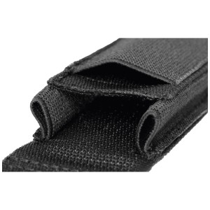 Marsupio da cintura Martor S n. 9920 nero in nylon, vuoto e aperto.