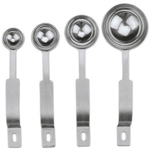 4-teiliges Messlöffel-Set aus Edelstahl in verschiedenen Größen für Küche und Backen.