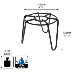 Supporto per piante Wagner® GH0515, nero, Ø 15cm, altezza 13cm, in acciaio, per interni ed esterni.