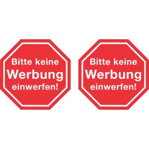 Lot de 2 autocollants "Pas de publicité", rouge, 11x8cm, film PVC.