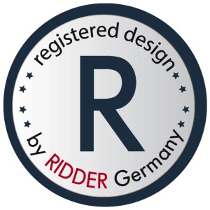 Ridder aide à l'entrée de baignoire : Logo "Registered Design".