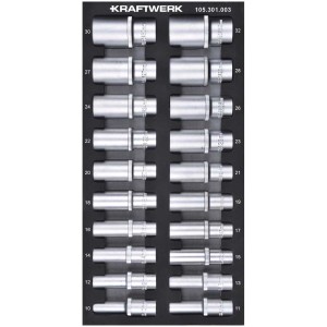 Kraftwerk douilles à clé hexagonales 1/2 pouce, jeu de 20 pièces dans un insert.