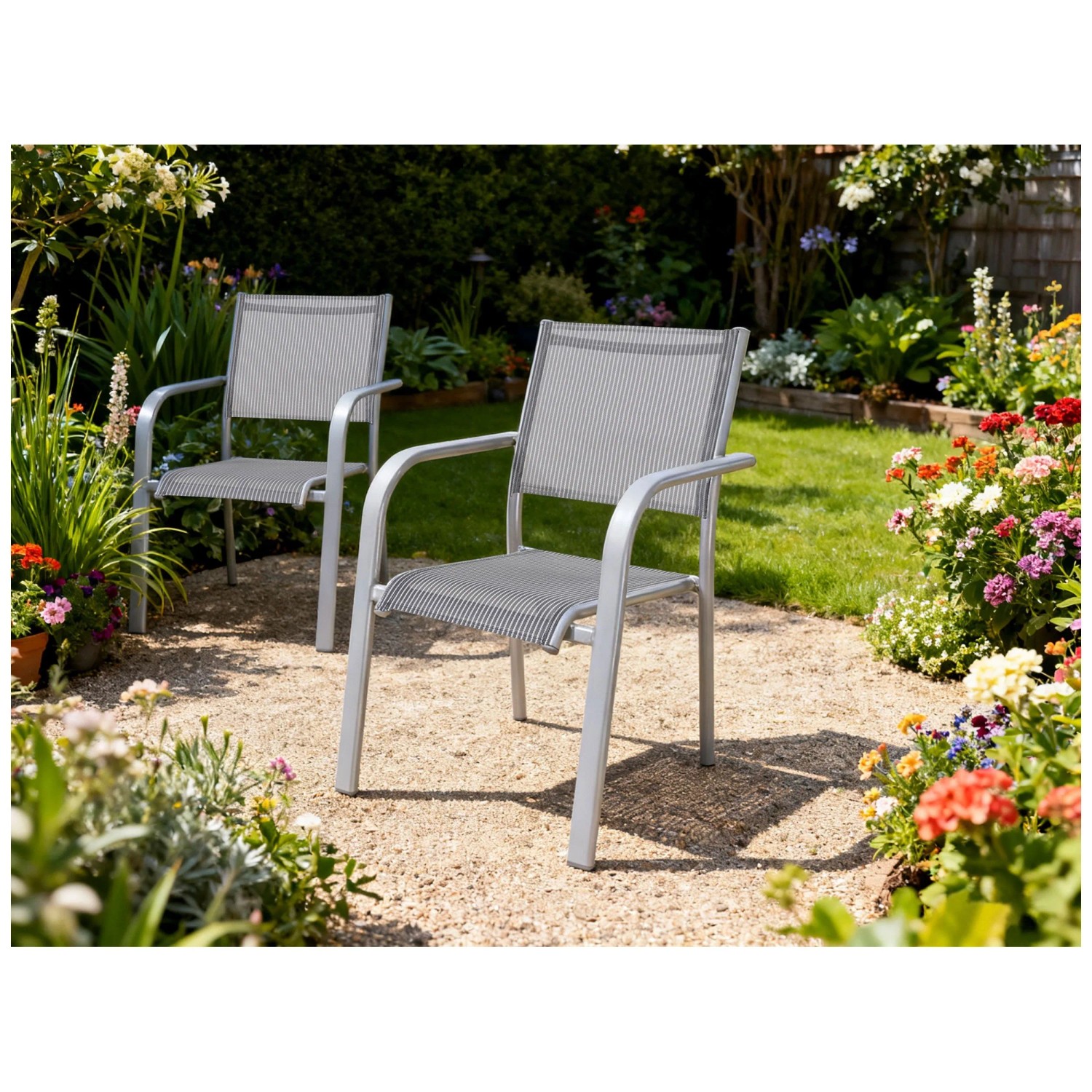 Florabest Stapelsessel Aluminium Grau