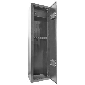 Armoire à fusils ouverte anthracite pour 7 armes longues, avec compartiment à munitions, 145x40x30 cm.