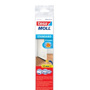 Tesamoll Standard bas de porte blanc pour sols lisses, joint jusqu'à 12mm.