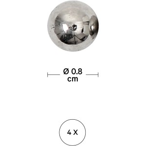 Glänzender silberner Kugelmagnet aus Metall, Ø 0,8 cm. 4 Stück für Notizen, Fotos und Whiteboards.