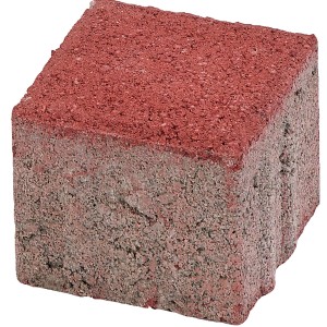 Bordure rouge en béton pour pavé rectangulaire, 10x10x6 cm, idéale pour allées et entrées.