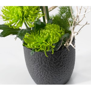 Vaso di fiori Boston antracite (Ø 21 cm) con decorazione verde.