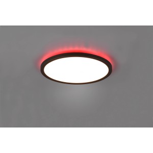Plafonnier LED Aureo noir et rond avec rétroéclairage RGB, diamètre 29 cm.