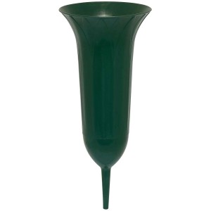 Grüne Geli Grabvase, Ø 11 cm, Höhe 26 cm, zum Einstecken als Grabschmuck.