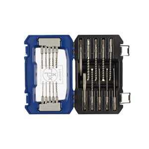 Set di punte e scalpelli LUX SDS-Plus, 20 pezzi in valigetta aperta.