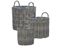 Beliani Blumenkorb Nikiti 3er Set Rattan Taupe