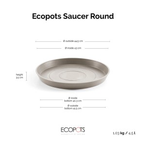 Sottovaso Ecopots, grigio-marrone, Ø 44 cm, per interni ed esterni.