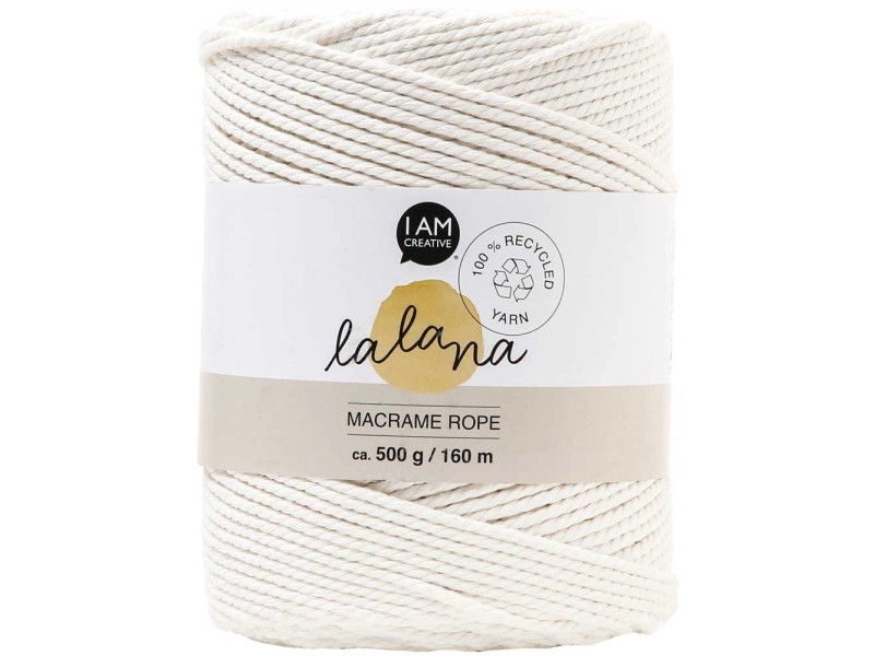 Lalana Filo di macramé Rope Colori Crema 2 mm / lunghezza 160 m / ca. 500 g