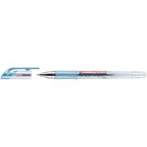 Edding Gelroller 2185, blau-metallic, 0,7 mm Strichstärke, mit abgenommener Kappe.
