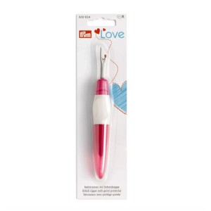Prym Scucitoio Love, grande, rosa, con impugnatura ergonomica e cappuccio protettivo.