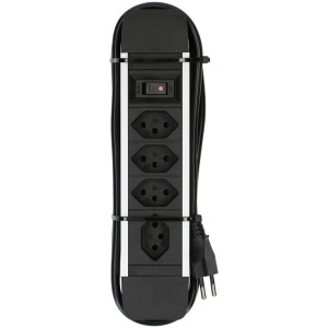 Multiprise noire Max Hauri Superior-Line avec 4 prises T13 et interrupteur.