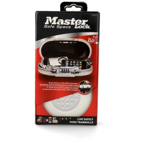 Master Lock Mini Safe, cassetta di sicurezza portatile bianca con combinazione per oggetti di valore.
