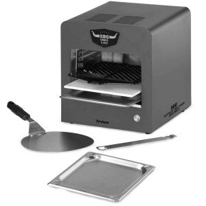 Grill elettrico BBQ Grill X-800 con accessori: pietra per pizza, pala e vaschetta raccogligrasso.