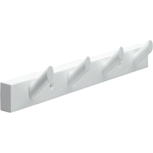 Hettich Hakenleiste Typ 80 aus weiss lackierter Buche mit 4 Haken. Ideal für Garderobe und Flur.