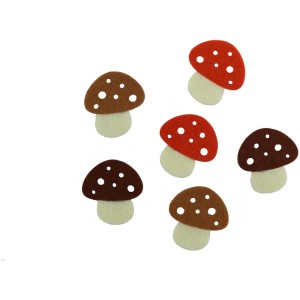 Videx decorazioni sparse funghi, 6 pezzi, feltro, rosso e marrone con pois bianchi, decorazione da tavola.