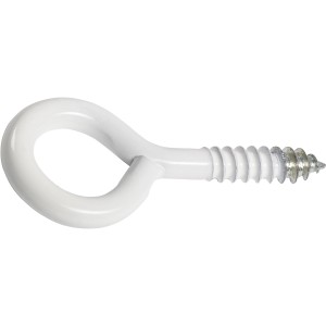 Vite a occhiello LUX bianca (4 mm x 30 mm) con filetto per legno per fissaggi.