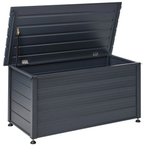 Coffre de rangement ouvert Beliani Campalto en aluminium gris foncé, 60x60x123 cm.